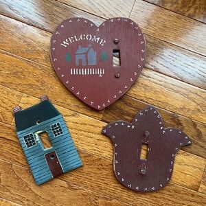 Rustic Heart and House Light Switch Covers - Set of 3